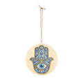 Hamsa Hand Wood Sign – Blue Mosaic Evil Eye Wall Decor