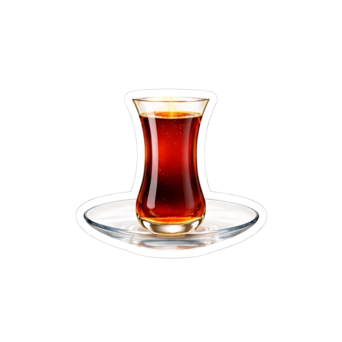Turkish Tea Glass Kiss-Cut Sticker — Realistic Tea Cup Decal for Laptops & Water Bottles