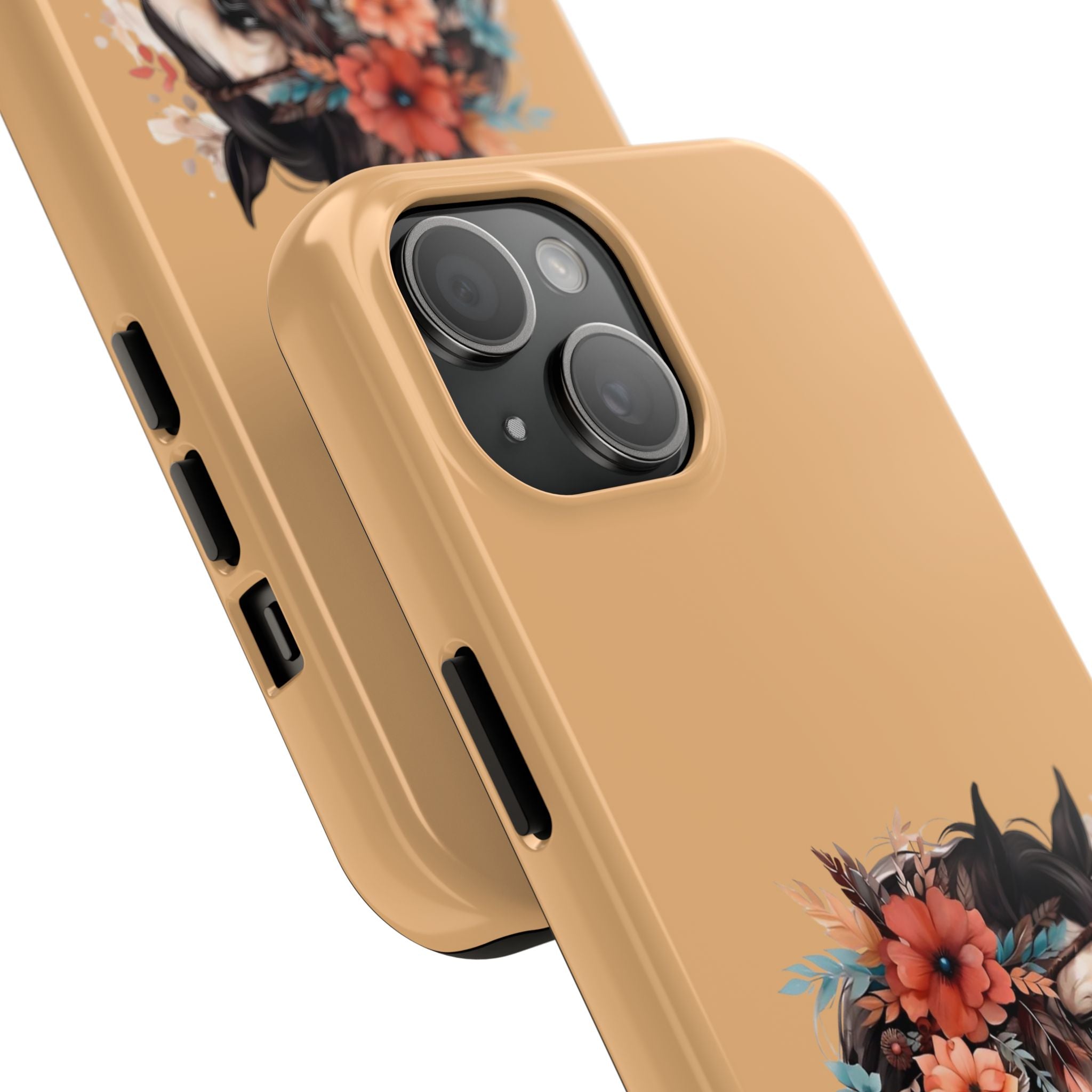Horse Floral Tough Phone Case — Protective iPhone Cover with Boho Horse Head Design