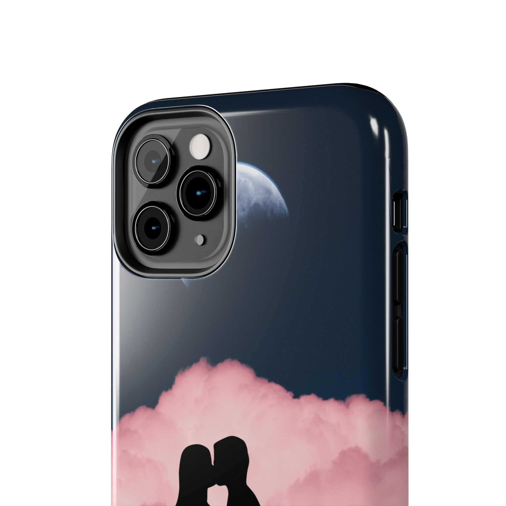 Tough Phone Case — Romantic Couple Silhouette with Moon & Pink Cloud
