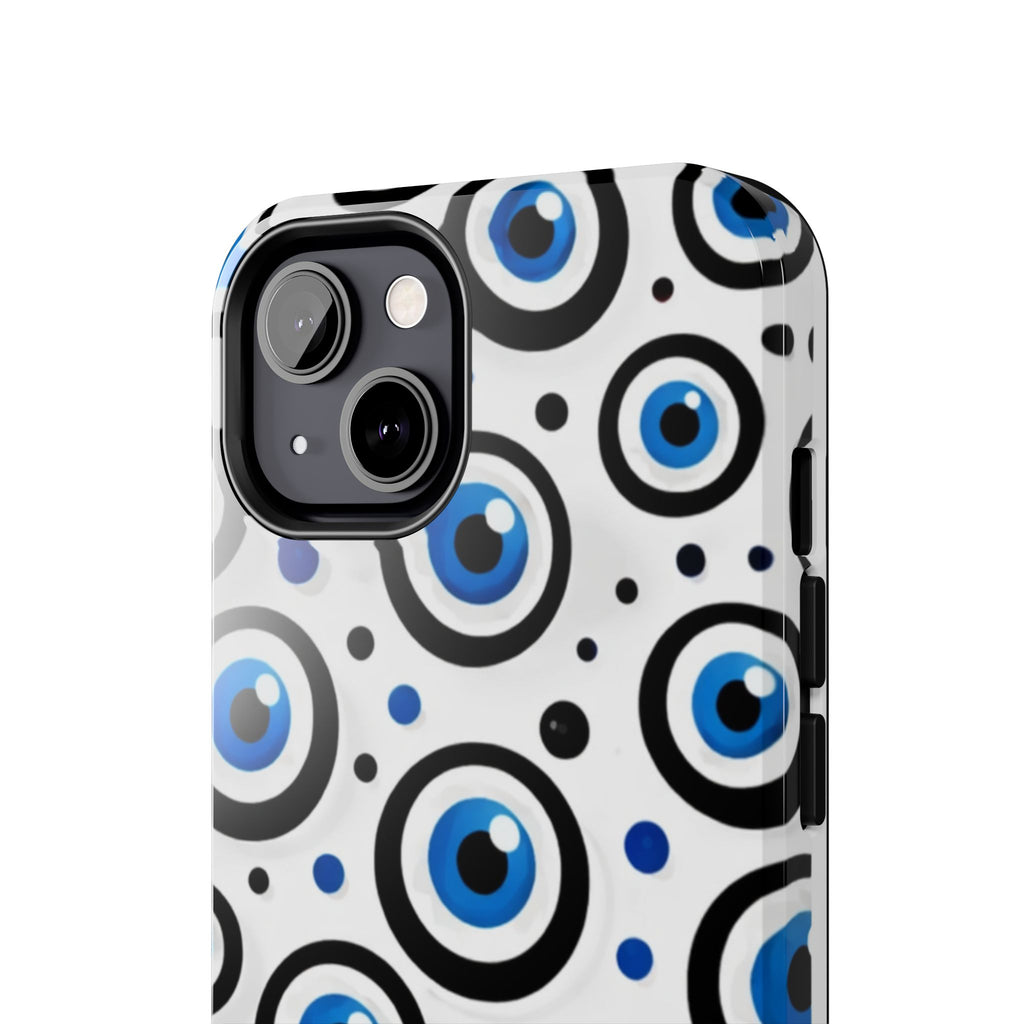 Blue Evil Eye Pattern Tough Phone Case — Protective Ceramic Nazar Design