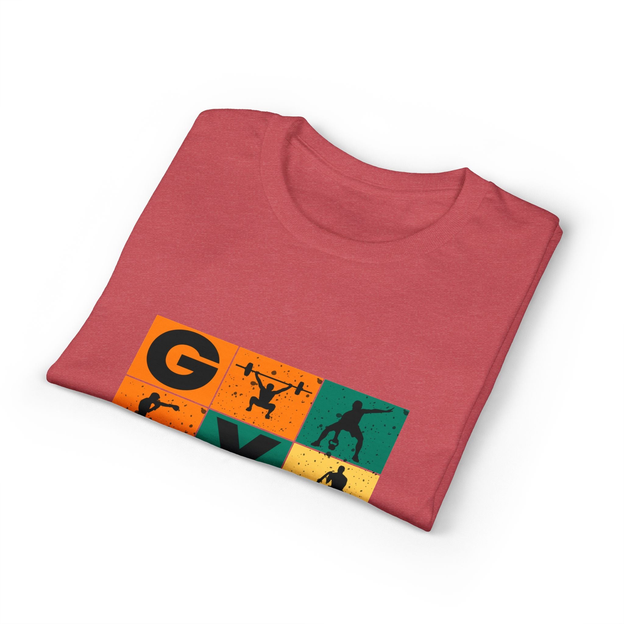 Gym Blocks Graphic T-Shirt — Retro Fitness Silhouette Tee