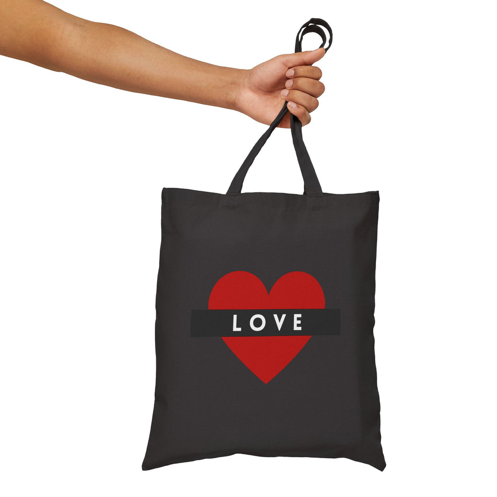Love Heart Tote Bag — Red Heart "LOVE" Canvas Grocery & Gift Tote