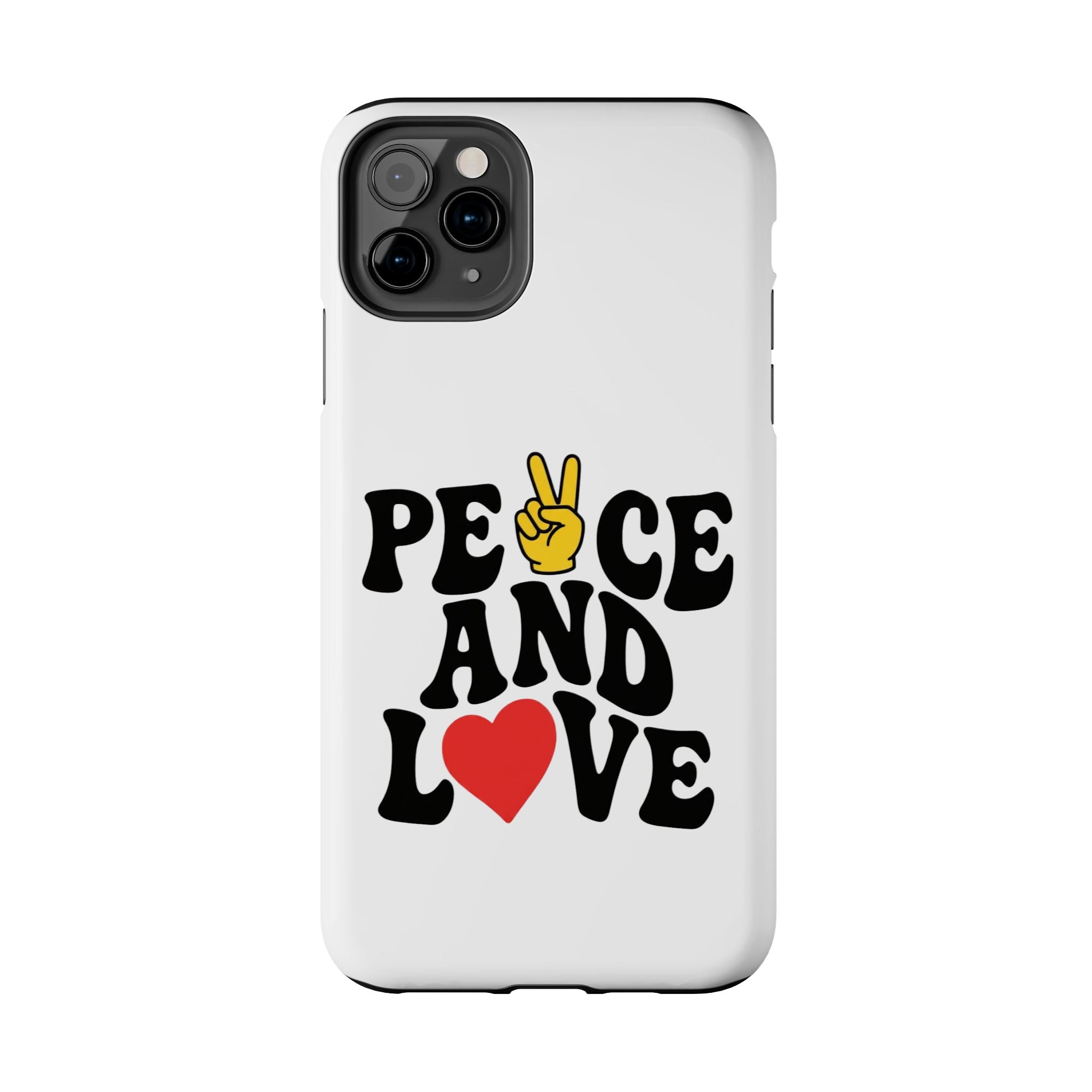 Peace and Love Tough Phone Case — Retro Peace Sign & Heart Protective Cover
