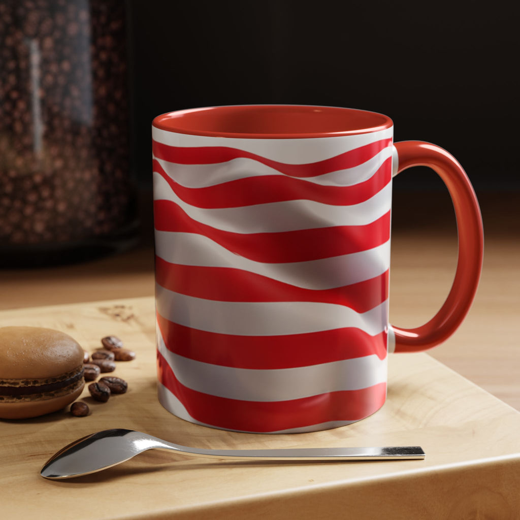 American Flag Accent Coffee Mug — Patriotic USA Stars & Stripes Ceramic Mug (11/15oz)