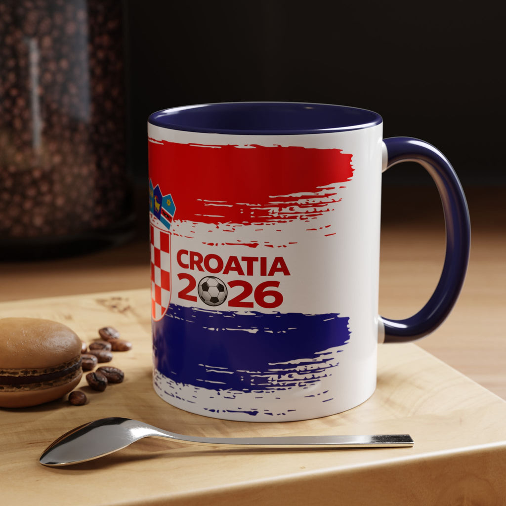 Croatia 2026 Accent Coffee Mug – Red White Blue Crest Soccer Fan Gift