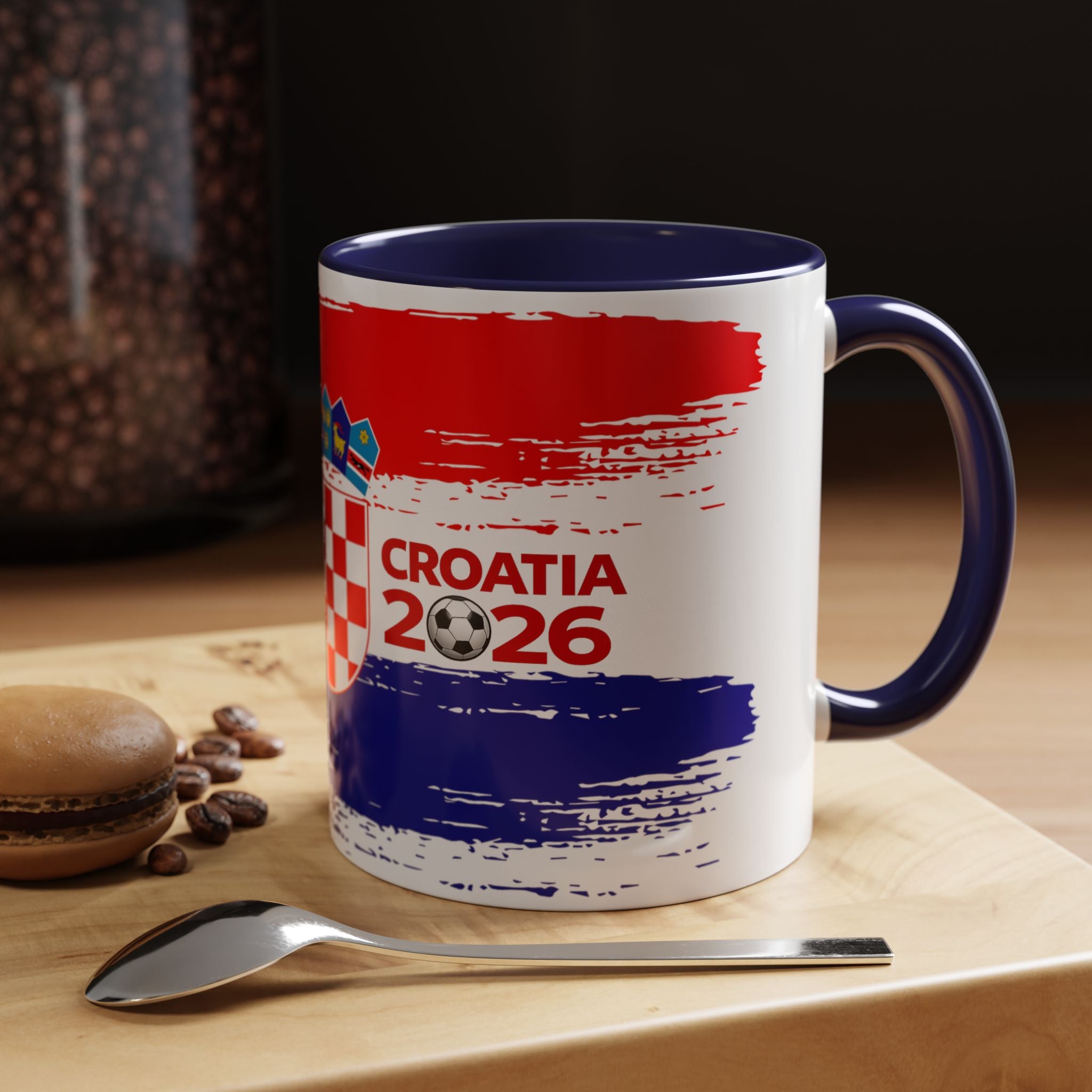 Croatia 2026 Accent Coffee Mug – Red White Blue Crest Soccer Fan Gift