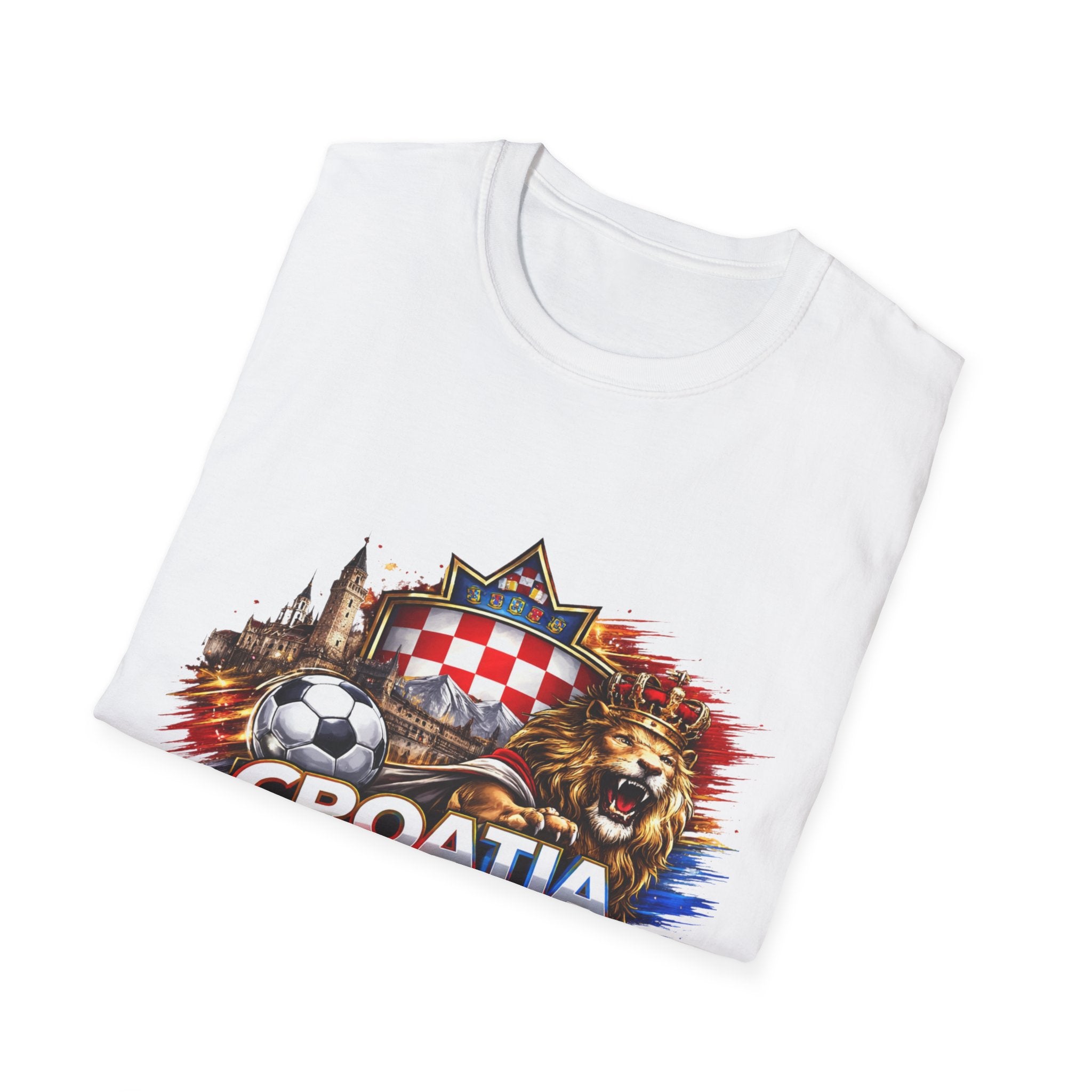 Croatia Soccer T-Shirt 2026 — Croatian Crest, Map & Lion Football Fan Tee