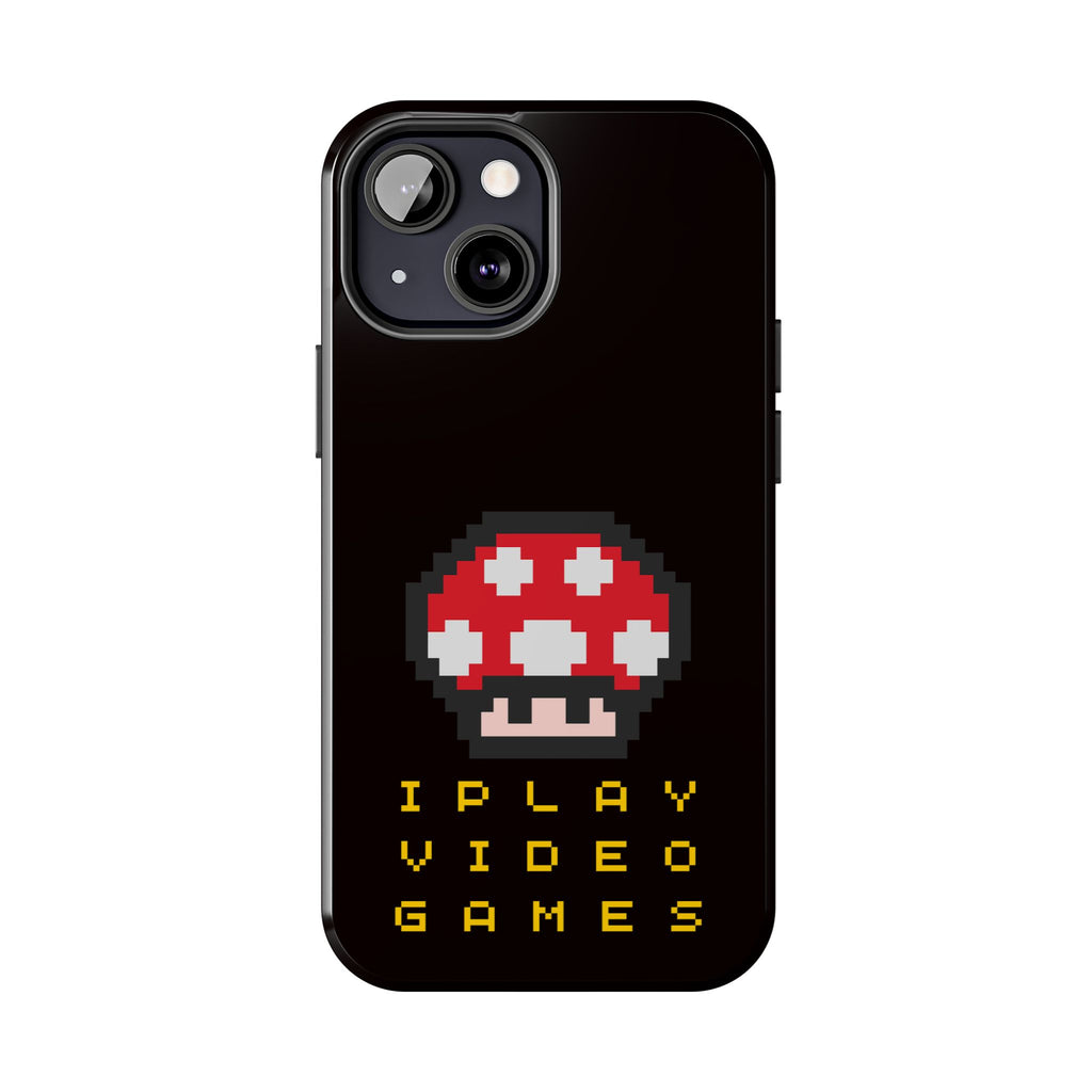 I Play Video Games Pixel Mushroom Phone Case — Tough Protective Gamer Case