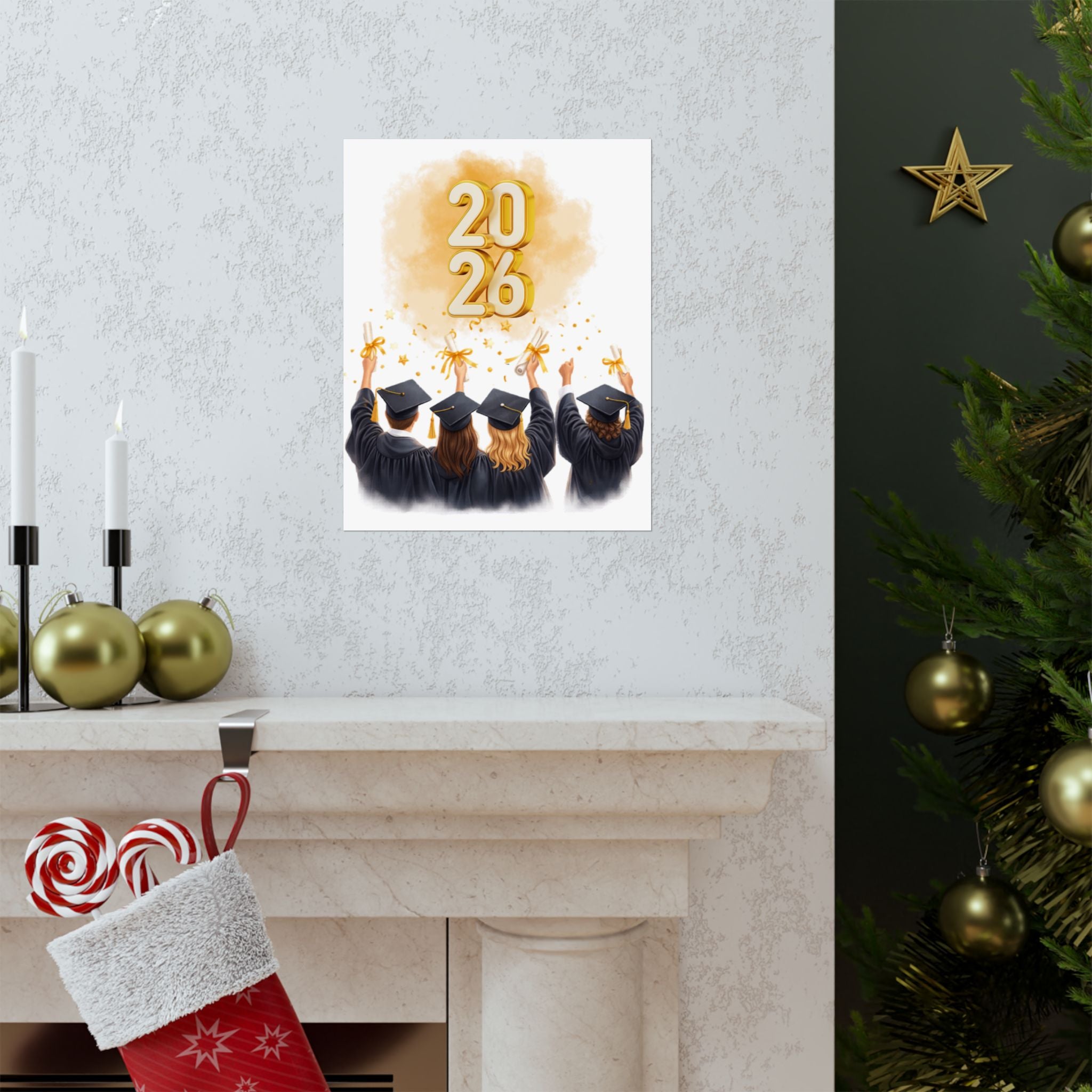 2026 Graduation Poster — Class of 2026 Cap Toss Matte Vertical Print