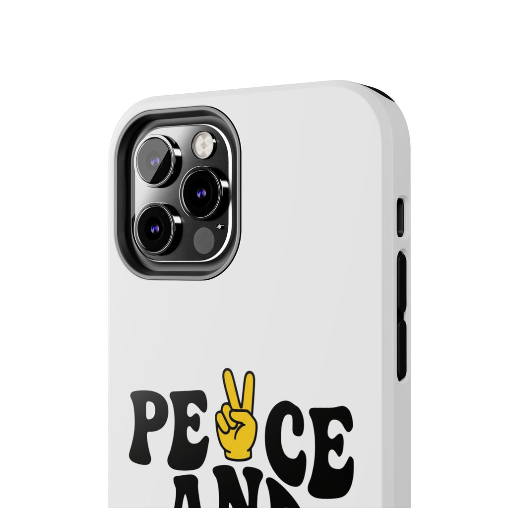 Peace and Love Tough Phone Case — Retro Peace Sign & Heart Protective Cover