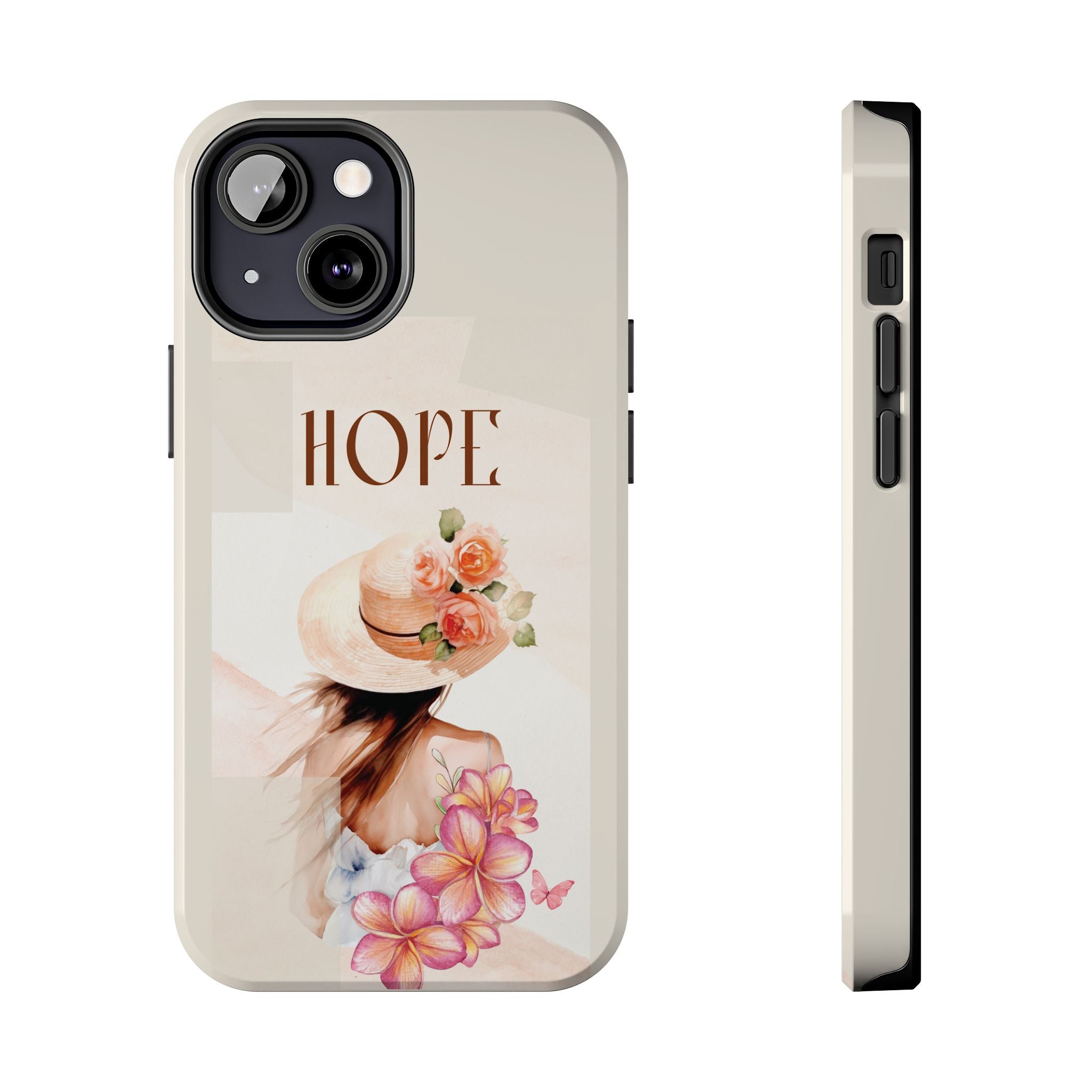 Hope Floral Tough Phone Case — Protective iPhone Case with Watercolor Girl & Flowers