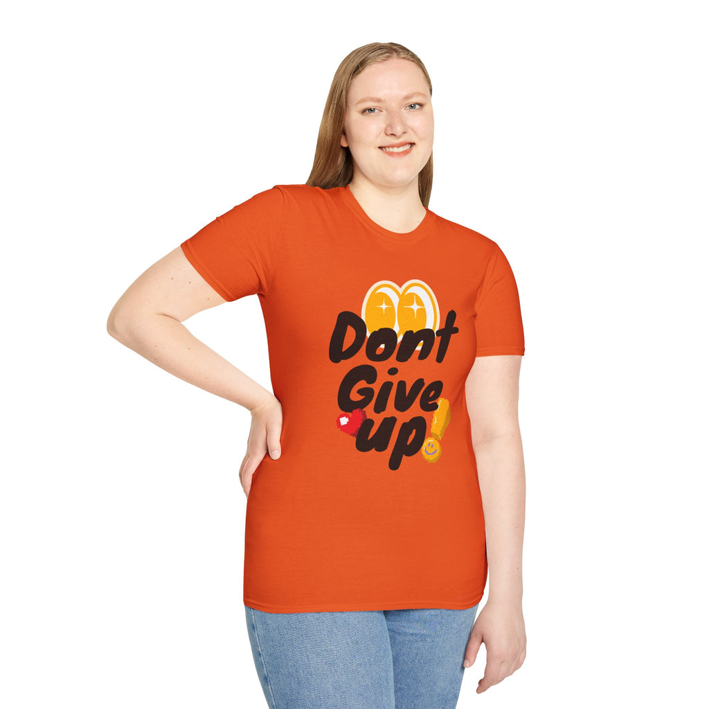 Don't Give Up T-Shirt — Motivational Graphic Tee with Positive Icons