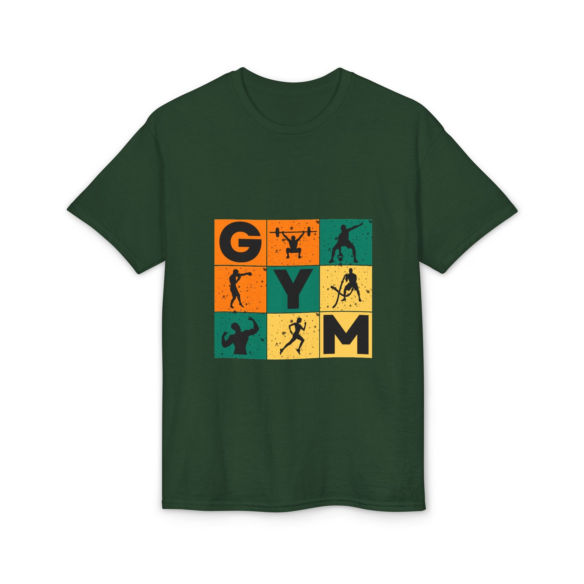 Gym Blocks Graphic T-Shirt — Retro Fitness Silhouette Tee