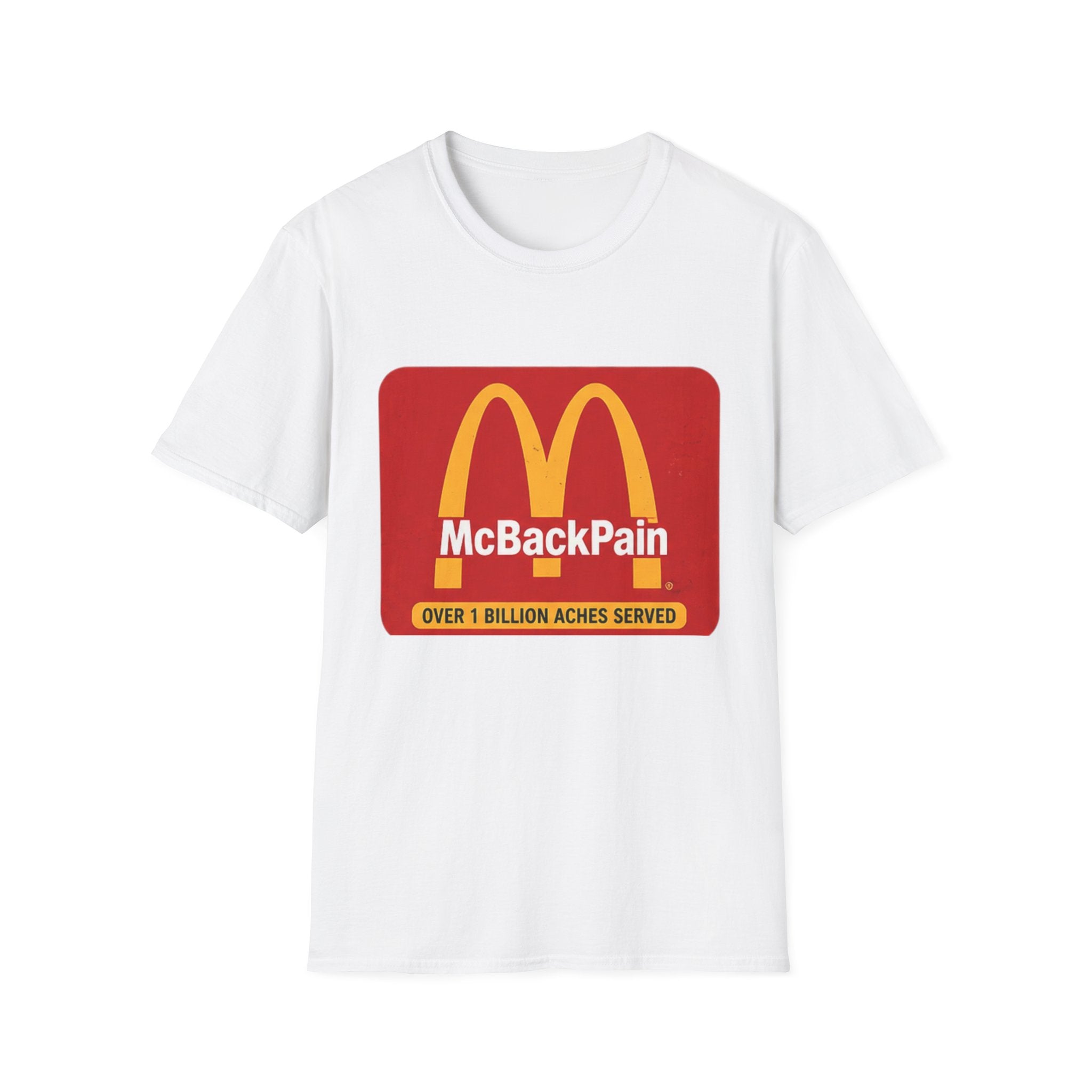 McBackPain Graphic T-Shirt — Funny Fast Food Parody Tee