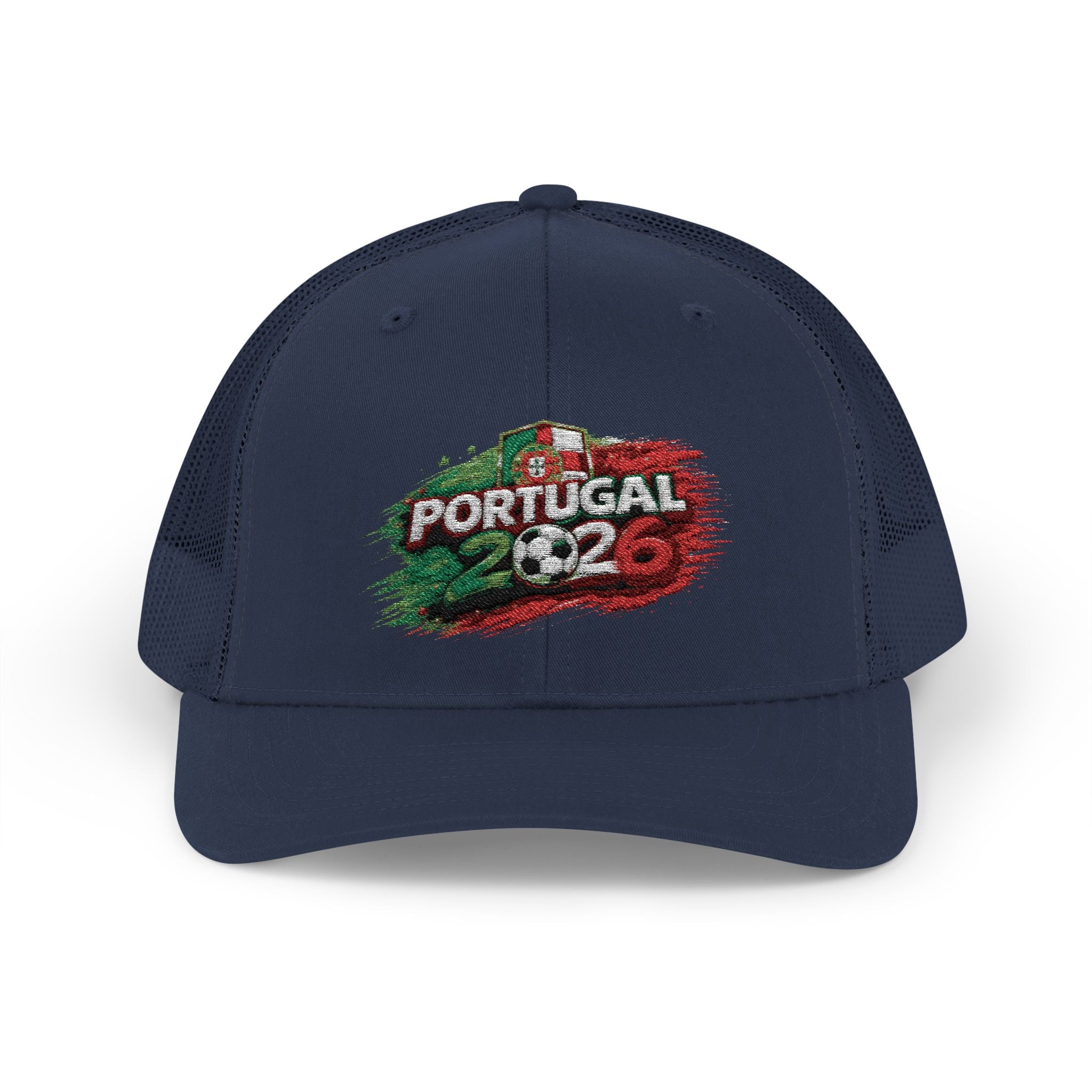 Portugal 2026 Soccer Snapback Trucker Cap – Vintage Flag Brushstroke Design