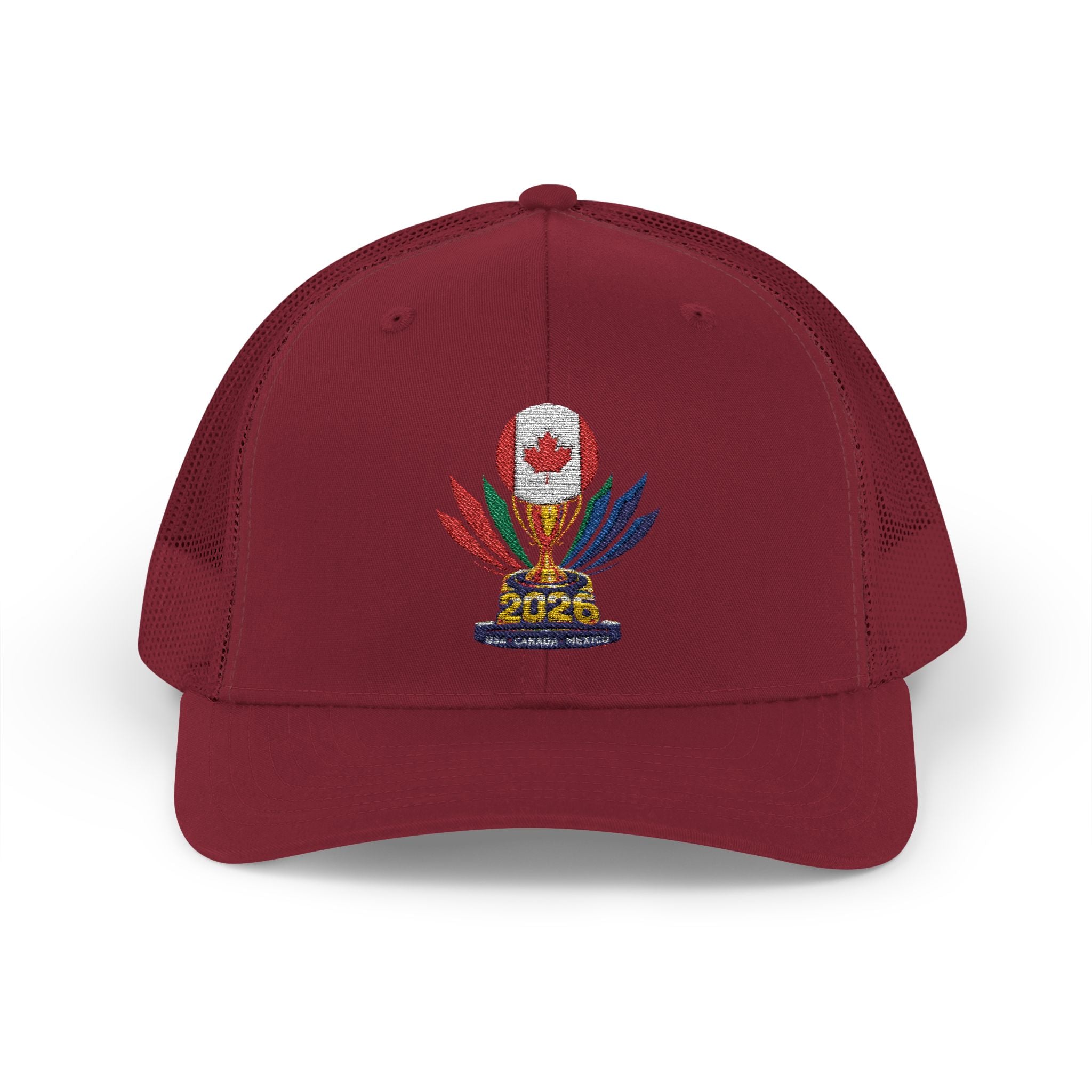 Embroidered Colorful Trophy Trucker Cap - Snapback Mesh Hat