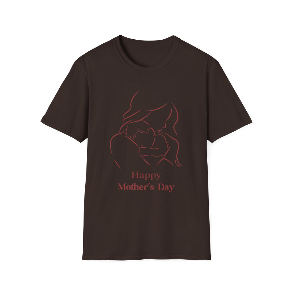 Mother's Day T-Shirt — Minimal Mom and Baby Line Art with "Happy Mother's Day"