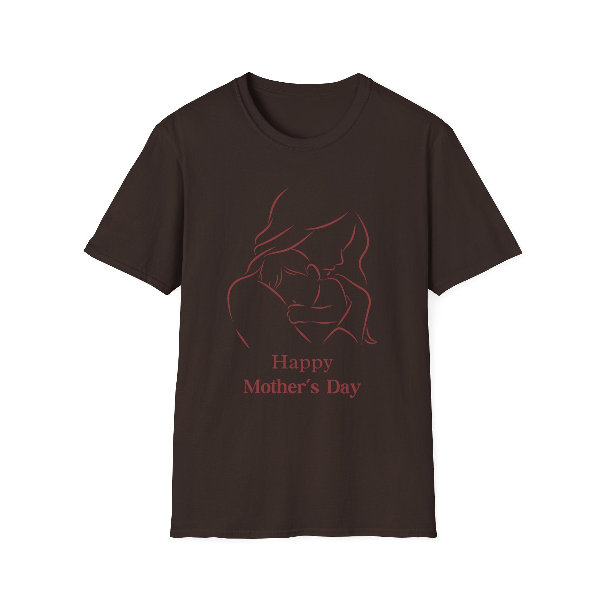 Mother's Day T-Shirt — Minimal Mom and Baby Line Art with "Happy Mother's Day"