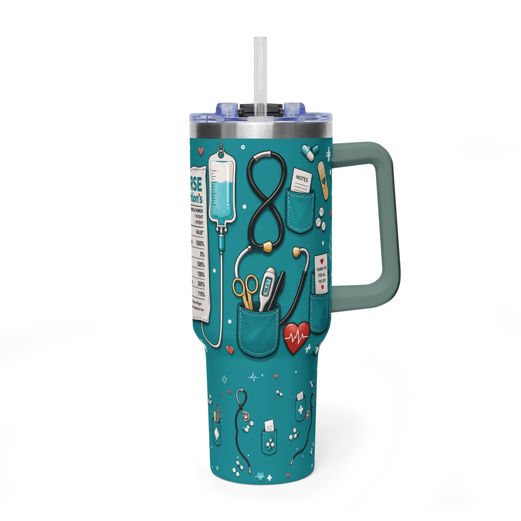 Nurse Nutrition 40oz Vacuum Tumbler – Medical Tools Pattern Insulated Travel Mug