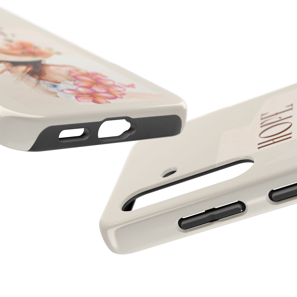 Hope Floral Tough Phone Case — Protective iPhone Case with Watercolor Girl & Flowers