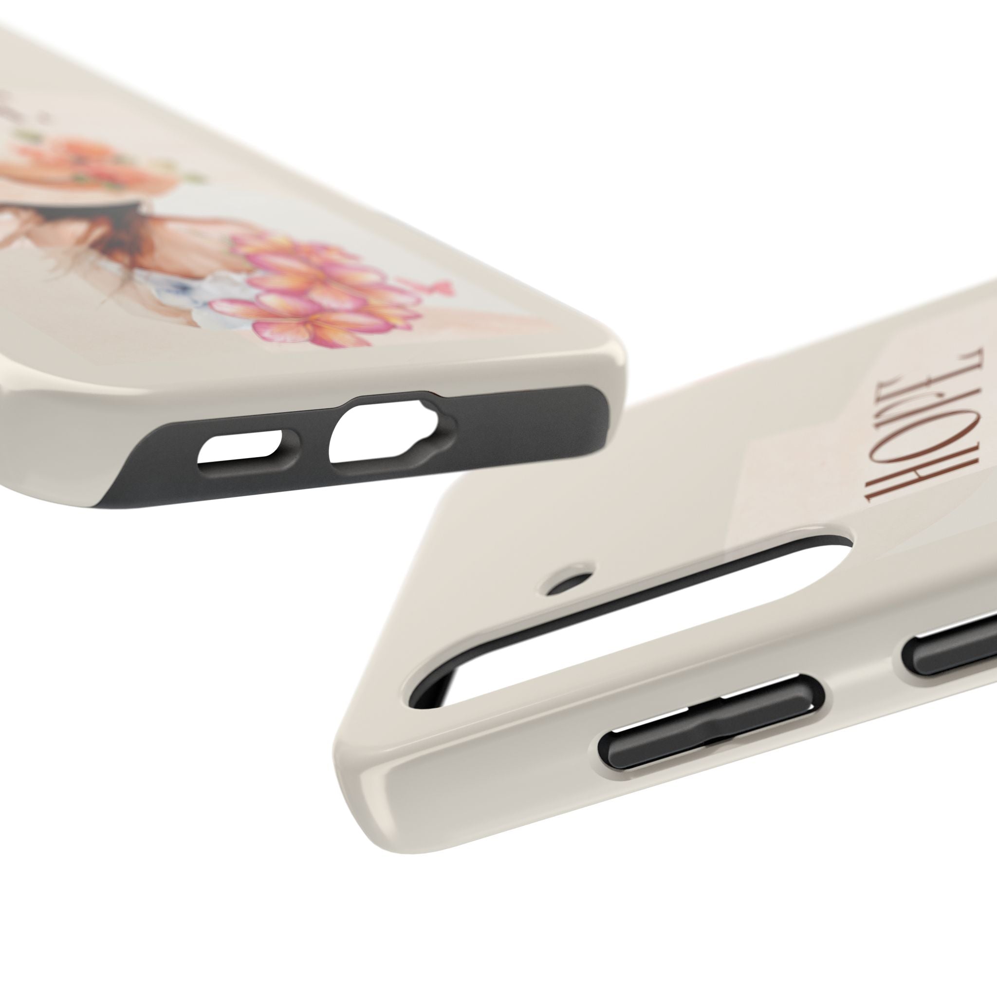 Hope Floral Tough Phone Case — Protective iPhone Case with Watercolor Girl & Flowers