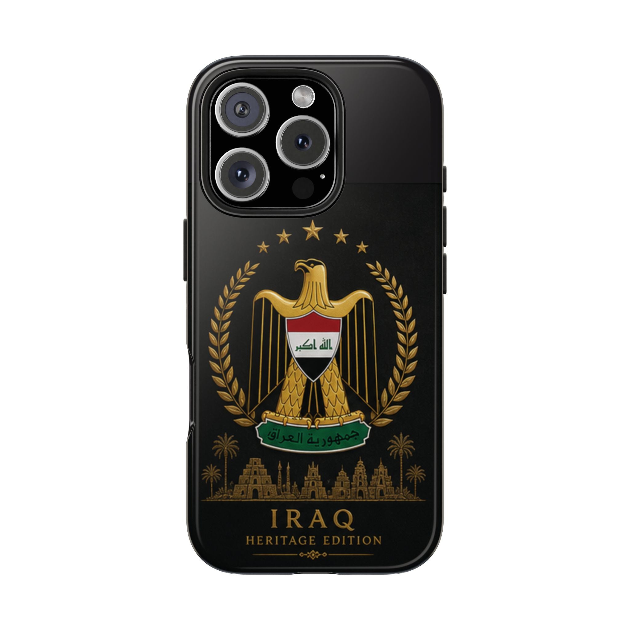 Iraq Coat of Arms Tough Phone Case — Arabic ‘Allahu Akbar’ Military Eagle Design