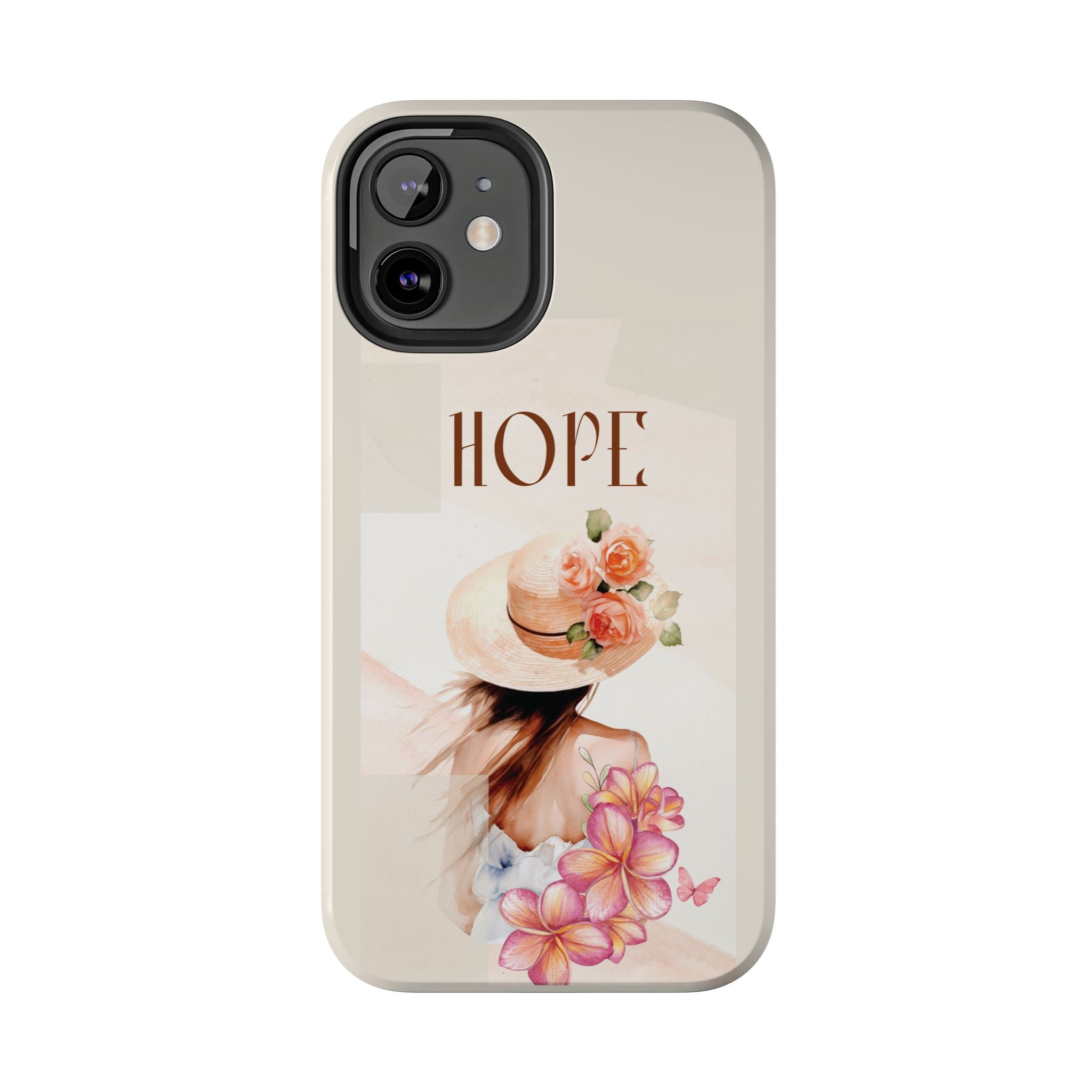 Hope Floral Tough Phone Case — Protective iPhone Case with Watercolor Girl & Flowers