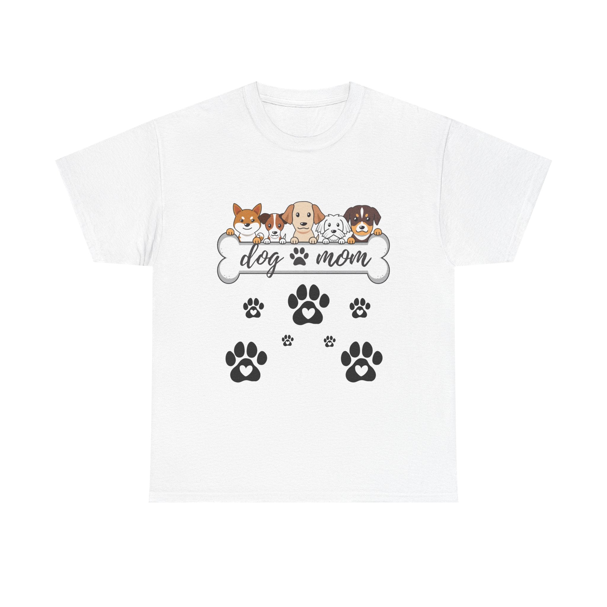 Dog Mom T-Shirt — Cute Paw Print & Cartoon Dogs Tee