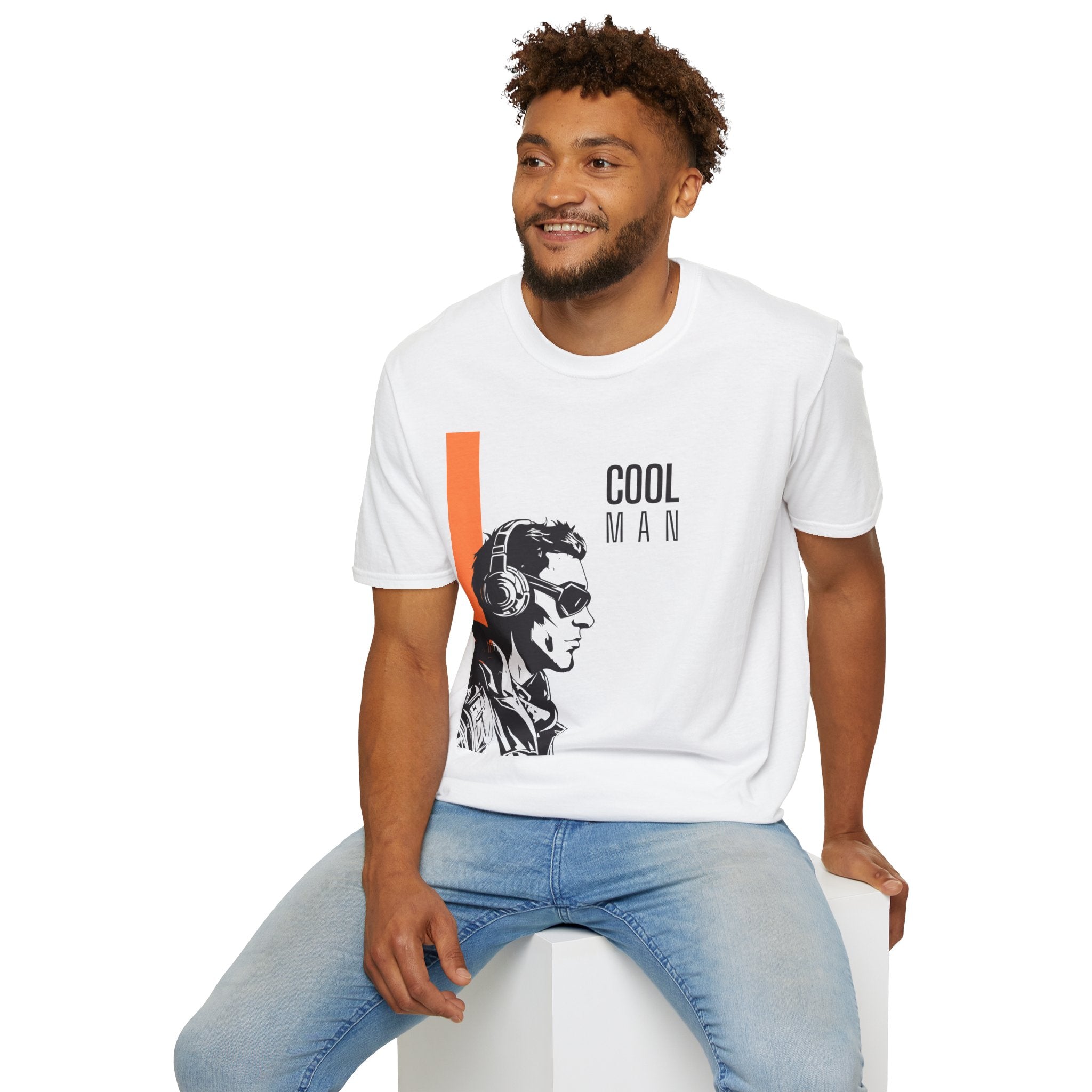 Cool Man Graphic T-Shirt — Retro DJ Headphones Vintage Portrait Tee