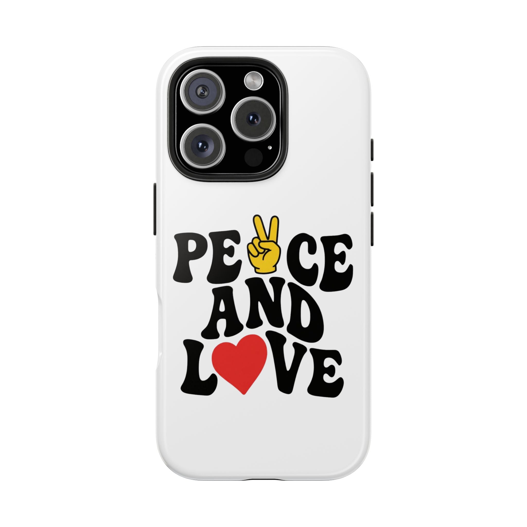 Peace and Love Tough Phone Case — Retro Peace Sign & Heart Protective Cover