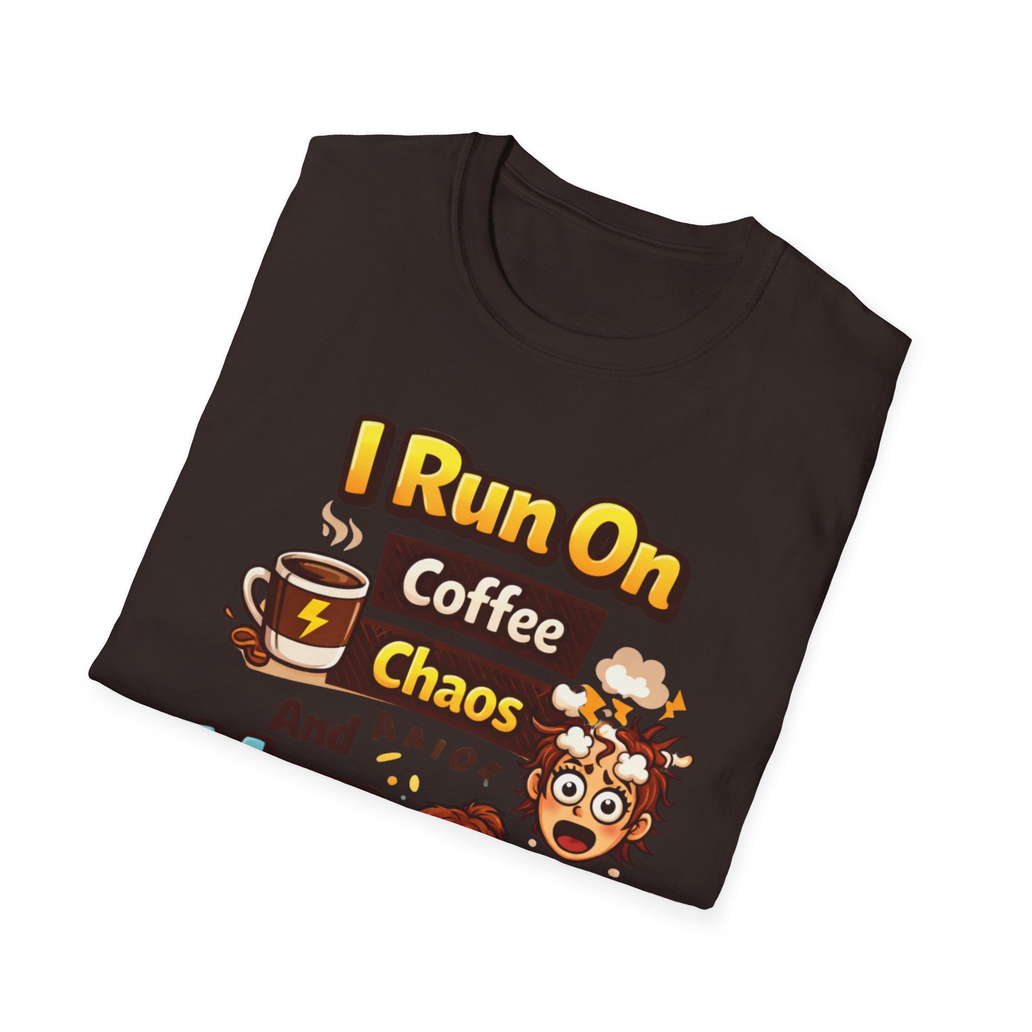 Mom Power T-Shirt — "I Run On Coffee, Chaos and Mom Power" Graphic Tee