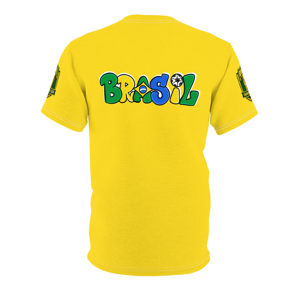 Brazil Flag Crest T-Shirt — Yellow Soccer Fan Tee