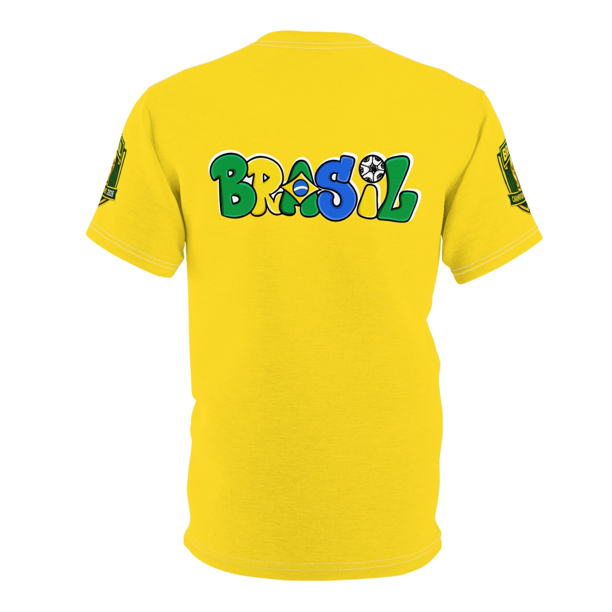 Brazil Flag Crest T-Shirt — Yellow Soccer Fan Tee