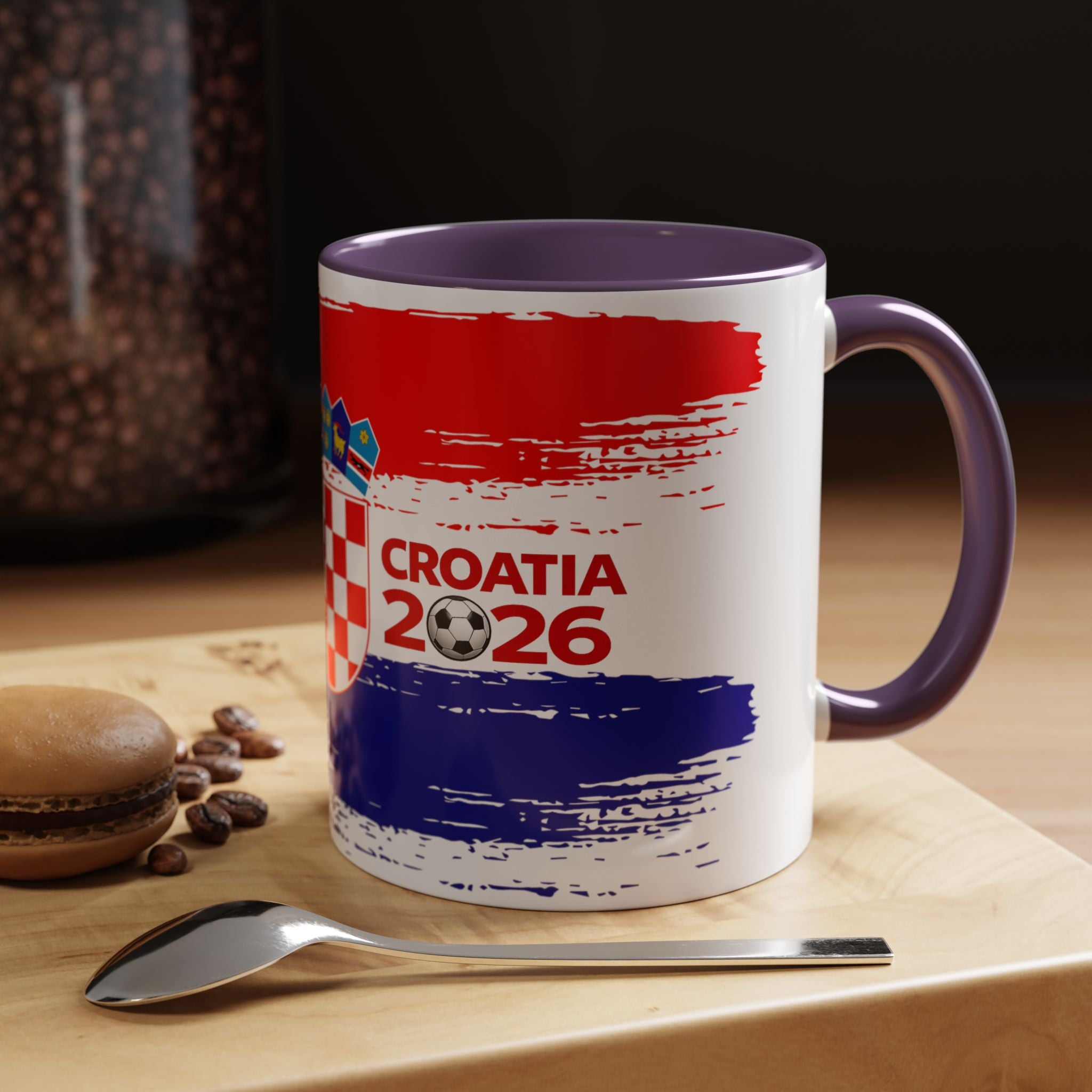 Croatia 2026 Accent Coffee Mug – Red White Blue Crest Soccer Fan Gift