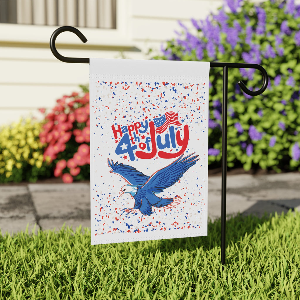 4th of July Garden Flag — "Happy 4th of July" Eagle Patriotic House Banner