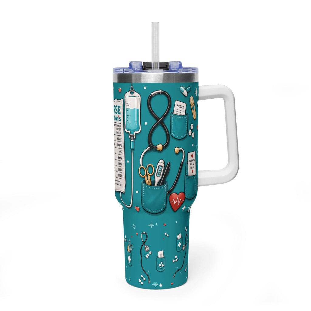 Nurse Nutrition 40oz Vacuum Tumbler – Medical Tools Pattern Insulated Travel Mug