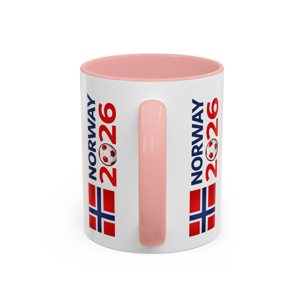 Norway Flag Accent Coffee Mug – Norway 2026 Soccer Fan Ceramic Mug (11/15oz)