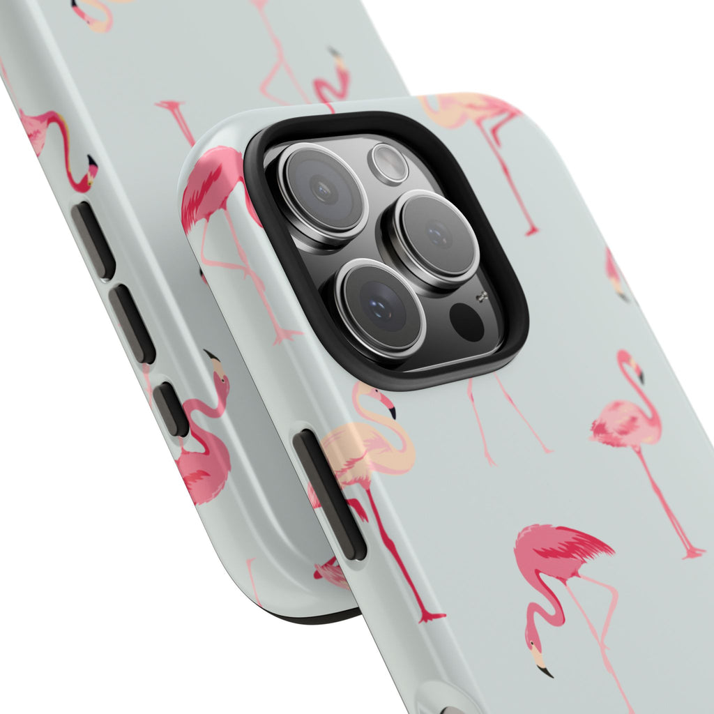 Flamingo Pattern Tough Phone Case — Cute Pink Birds Protective Phone Cover