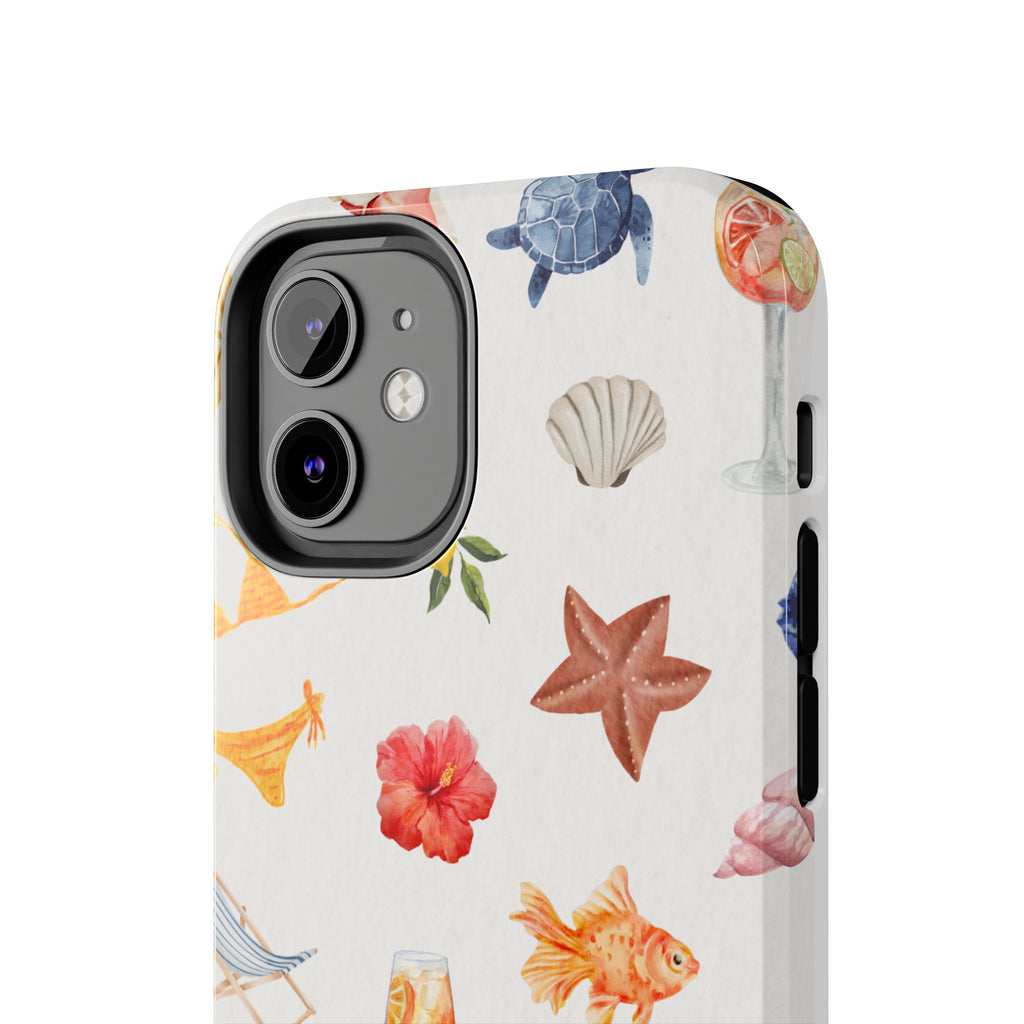 Summer Seashells Pattern Tough Phone Case — Beach Vacation Phone Cover