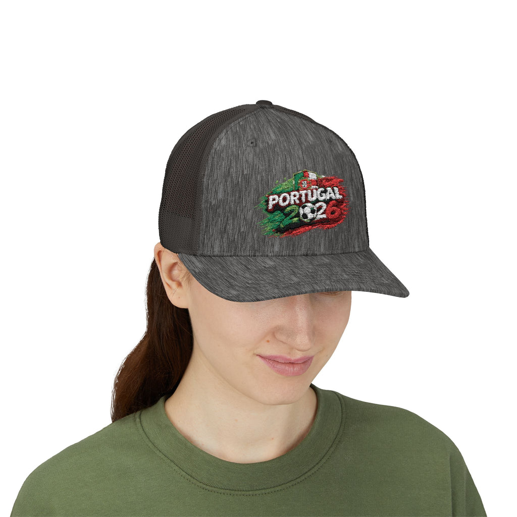 Portugal 2026 Soccer Snapback Trucker Cap – Vintage Flag Brushstroke Design