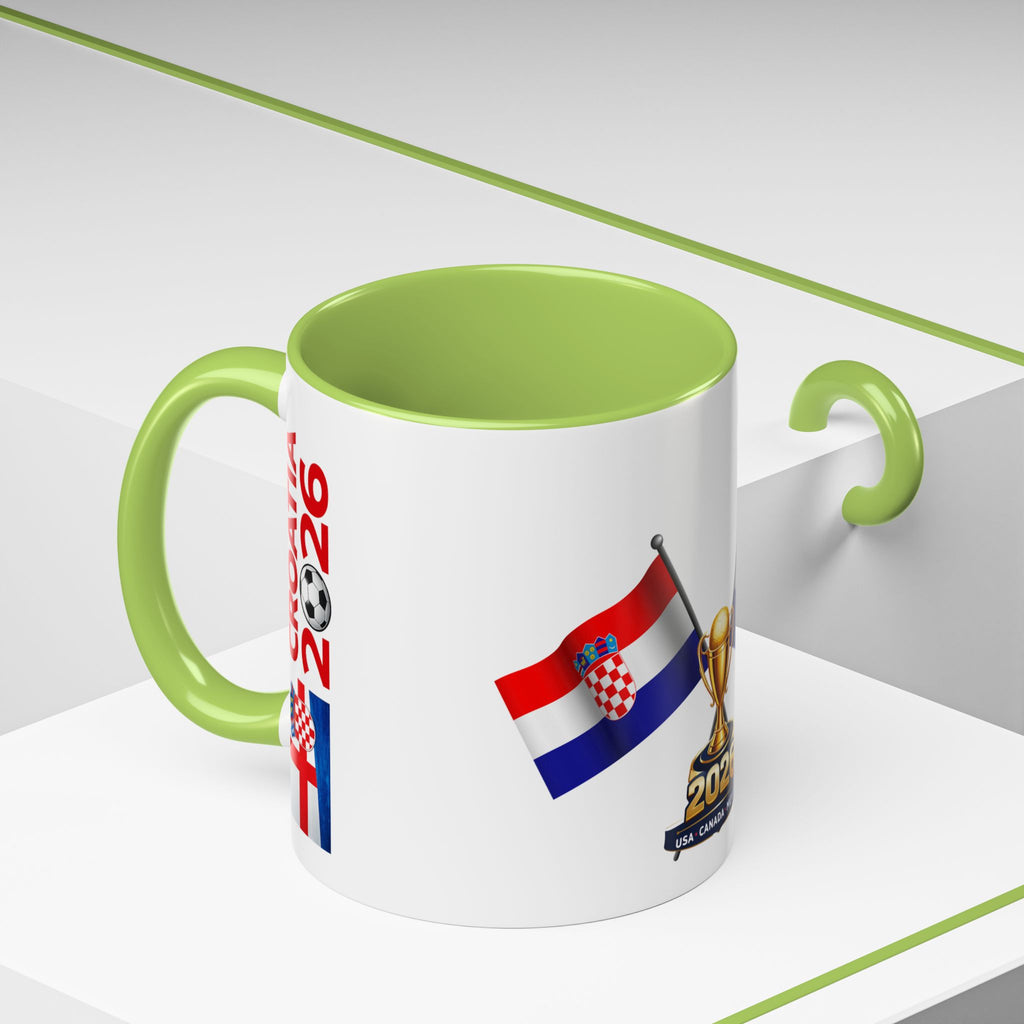 Croatia 2026 Soccer Fan Coffee Mug — Flags & Trophy Cup Design