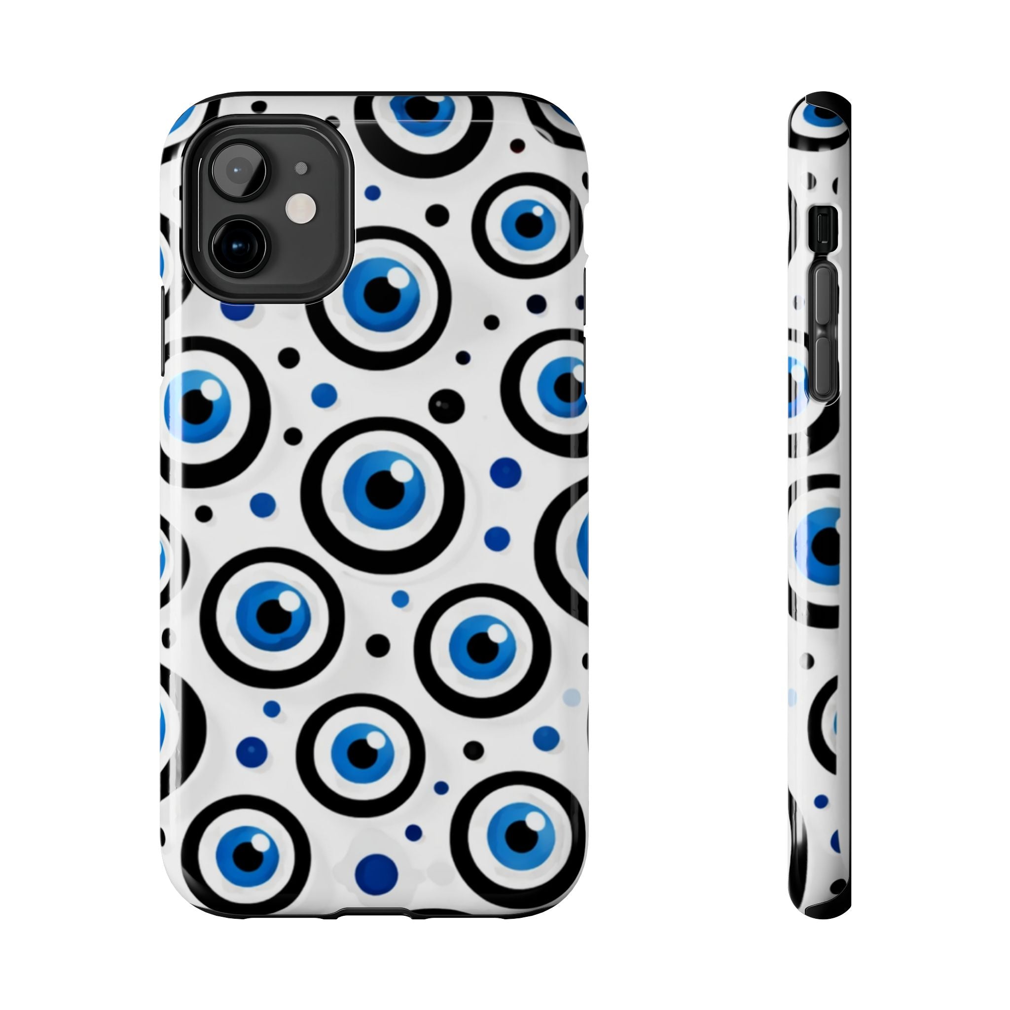 Blue Evil Eye Pattern Tough Phone Case — Protective Ceramic Nazar Design