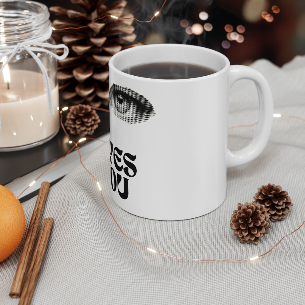 Mug — 'My Eyes On You' Vintage Eye Graphic Ceramic Coffee Mug (11oz & 15oz)