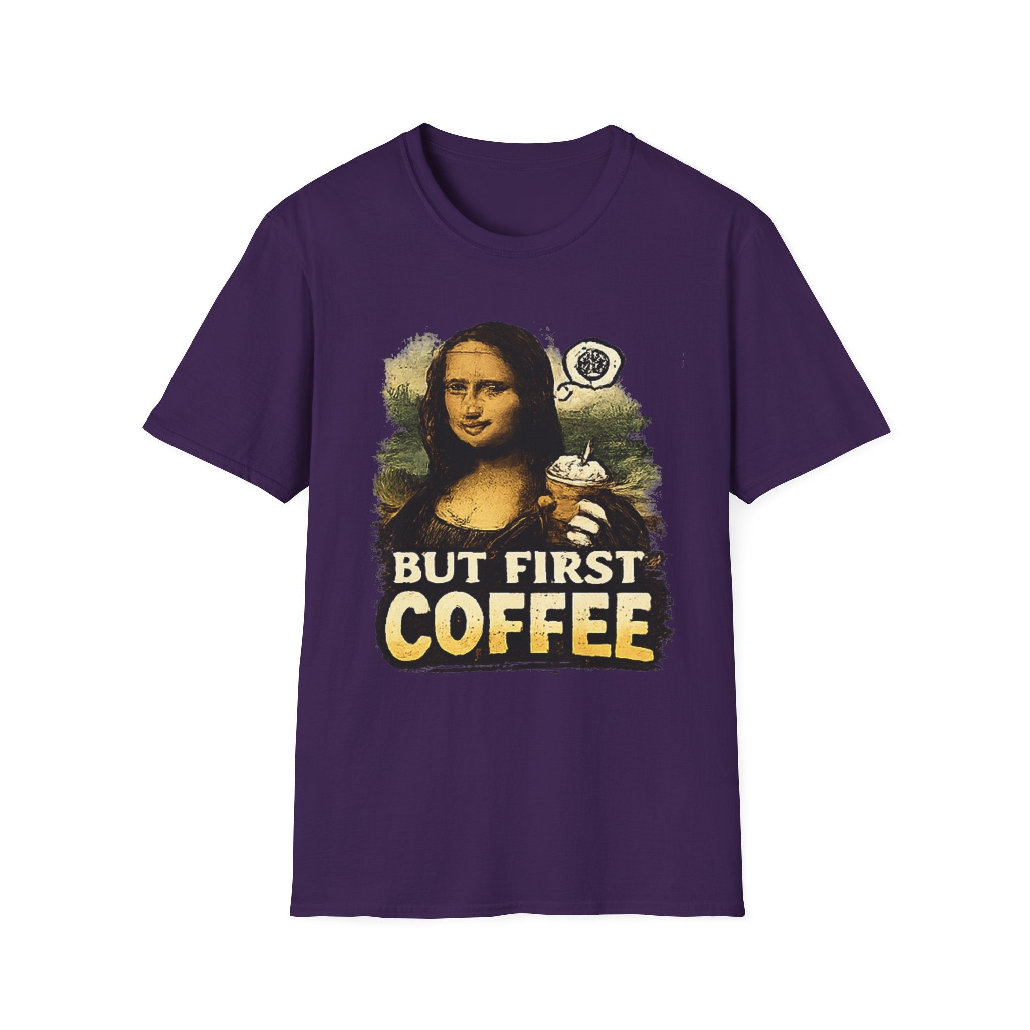 But First Coffee T-Shirt — Mona Lisa Coffee Graphic Tee