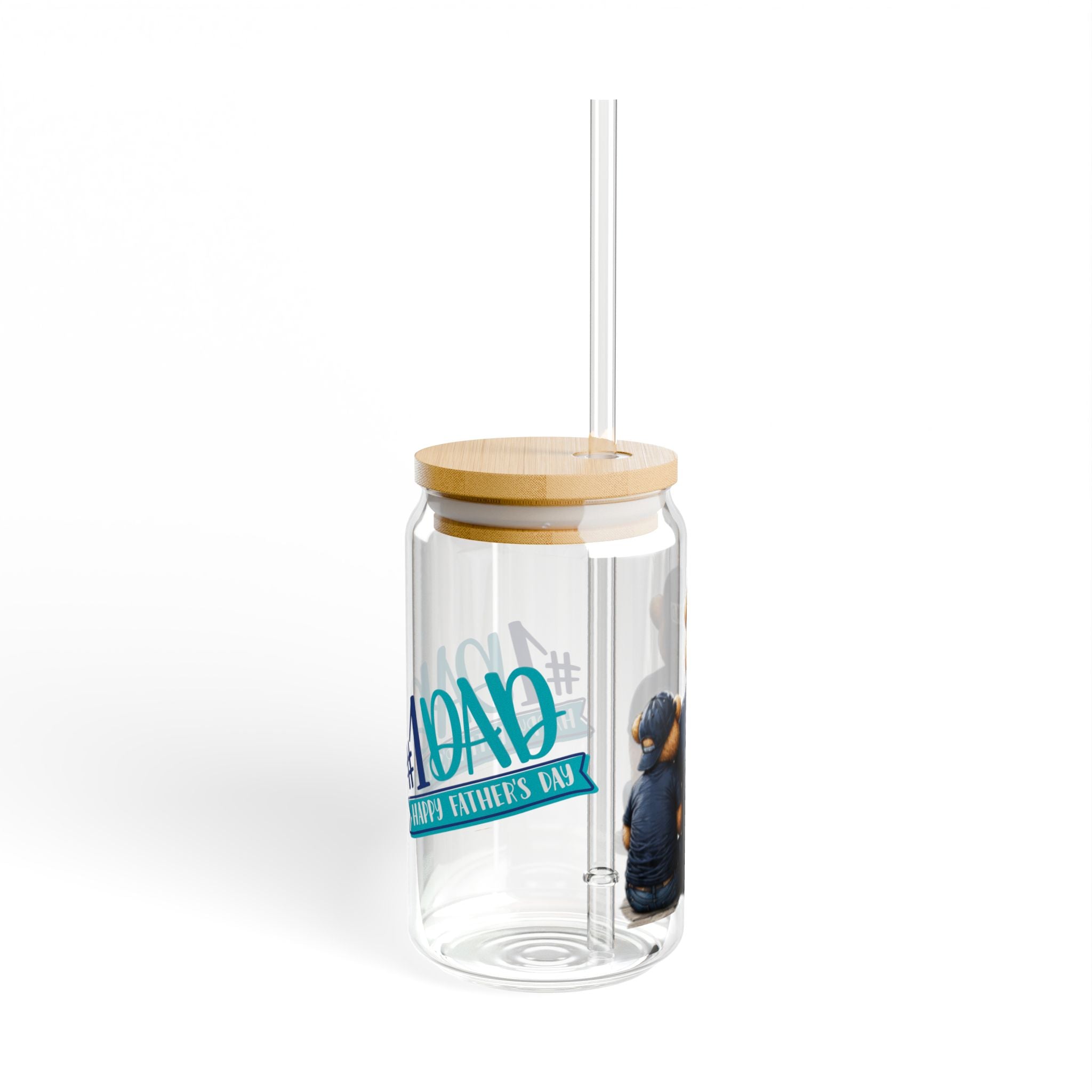 Super Dad 16oz Sipper Glass with Straw — Father's Day Gift