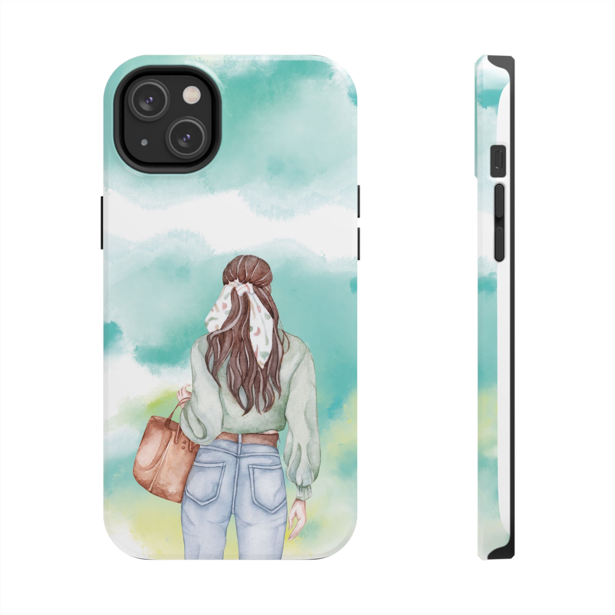Watercolor Girl Tough Phone Case — Trendy Pastel Back-to-School Protective Cover