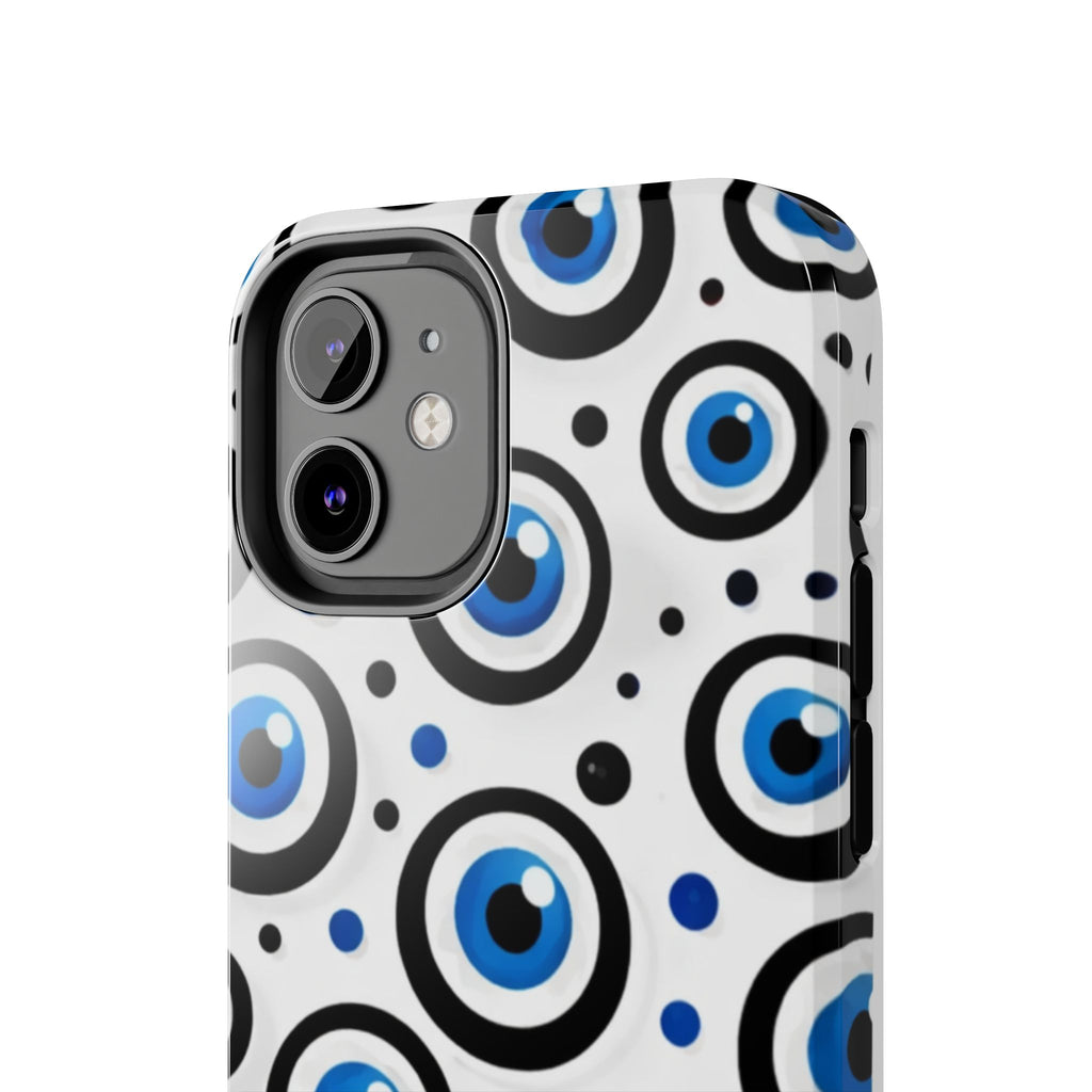 Blue Evil Eye Pattern Tough Phone Case — Protective Ceramic Nazar Design