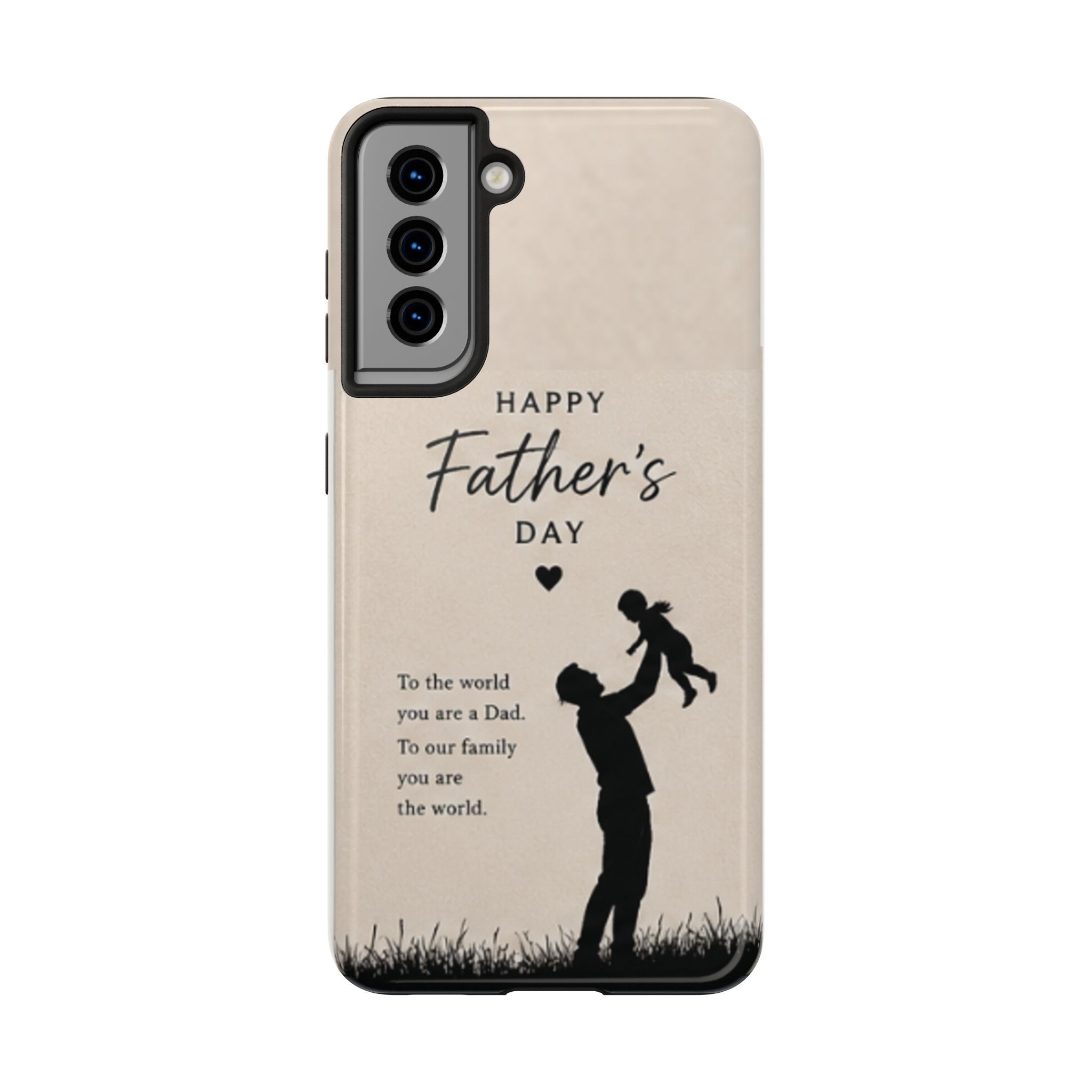Father's Day Tough Phone Case — "Happy Father's Day" Silhouette Dad & Child Protective Cover