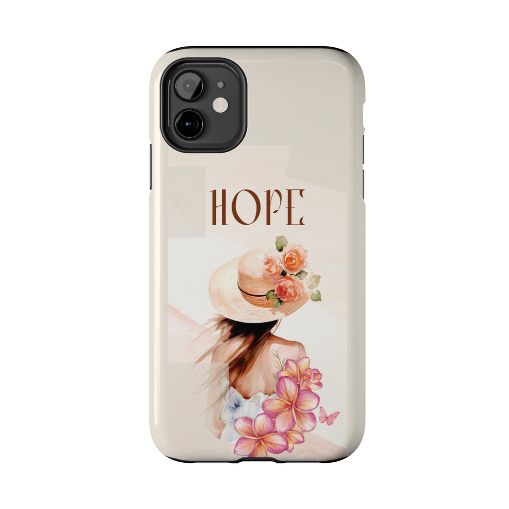 Hope Floral Tough Phone Case — Protective iPhone Case with Watercolor Girl & Flowers
